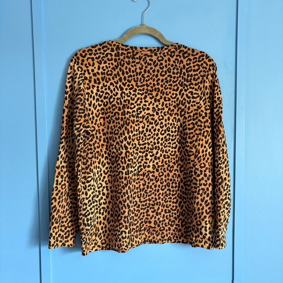 Lands’ End Leopard Print Long Sleeve Top - Women’s Size Medium Petite 10/12 - Picture 2 of 3
